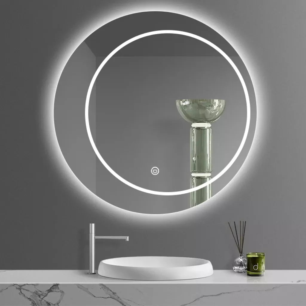 Round LED Smart Mirror with Defogging and Luminous Makeup Lamp
