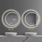 Espejo inteligente redondo de LED con desempañador y luz para maquillaje