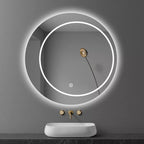 Espejo inteligente redondo de LED con desempañador y luz para maquillaje