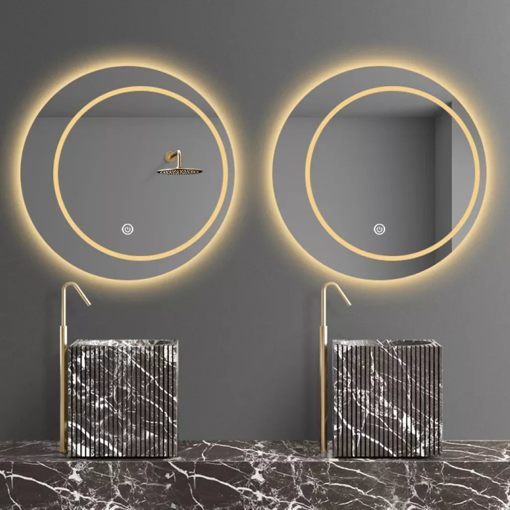 Round LED Smart Mirror with Defogging and Luminous Makeup Lamp